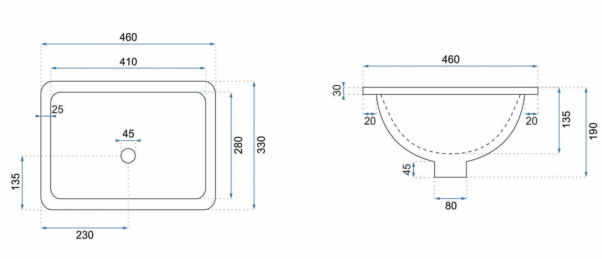 Умывальник Rea Adela 46x33, REA-U6653