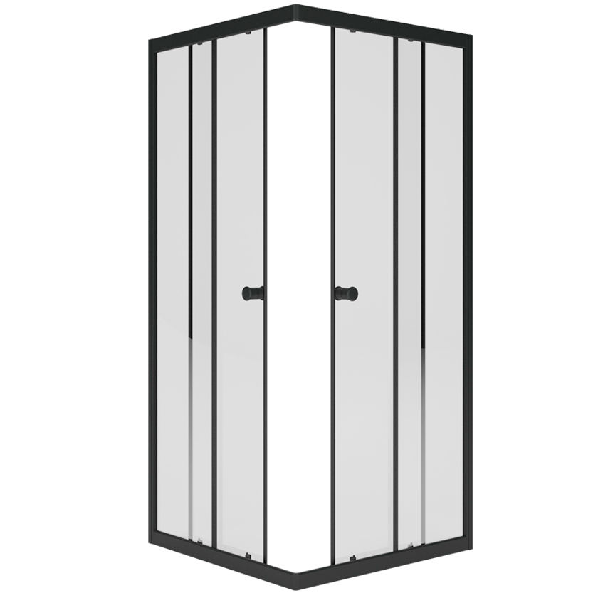 Квадратный душевой уголок Метакам Universal Black (прозрачное стекло) 90x90