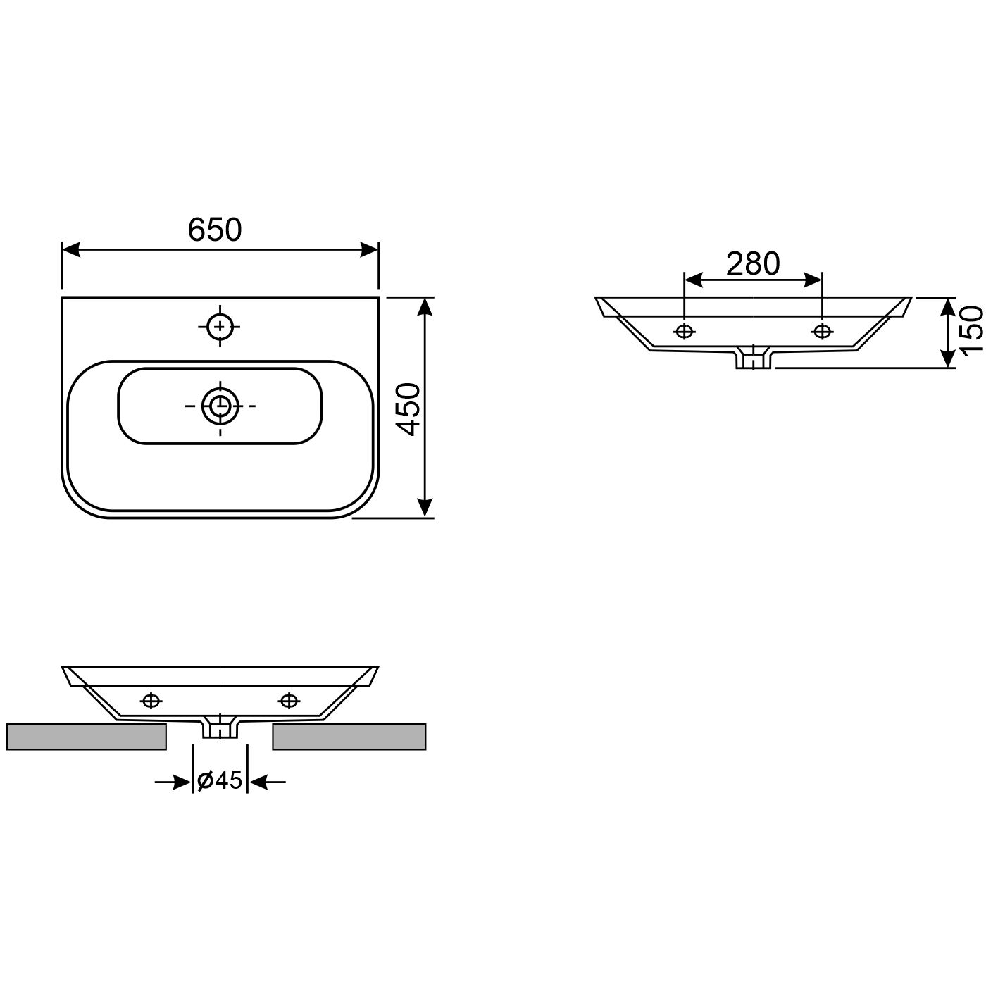 Накладная раковина Wellsee Eclatant 2.0 65x45, 151401000