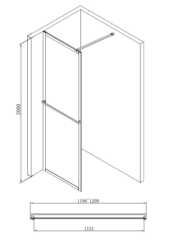 Душевая перегородка Abber Immer Offen 120, AG60120B