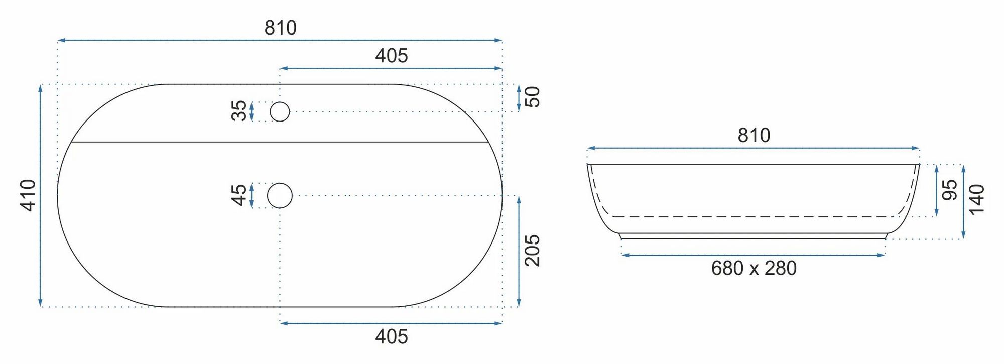 Умывальник Rea Aura 81x41, REA-U2541