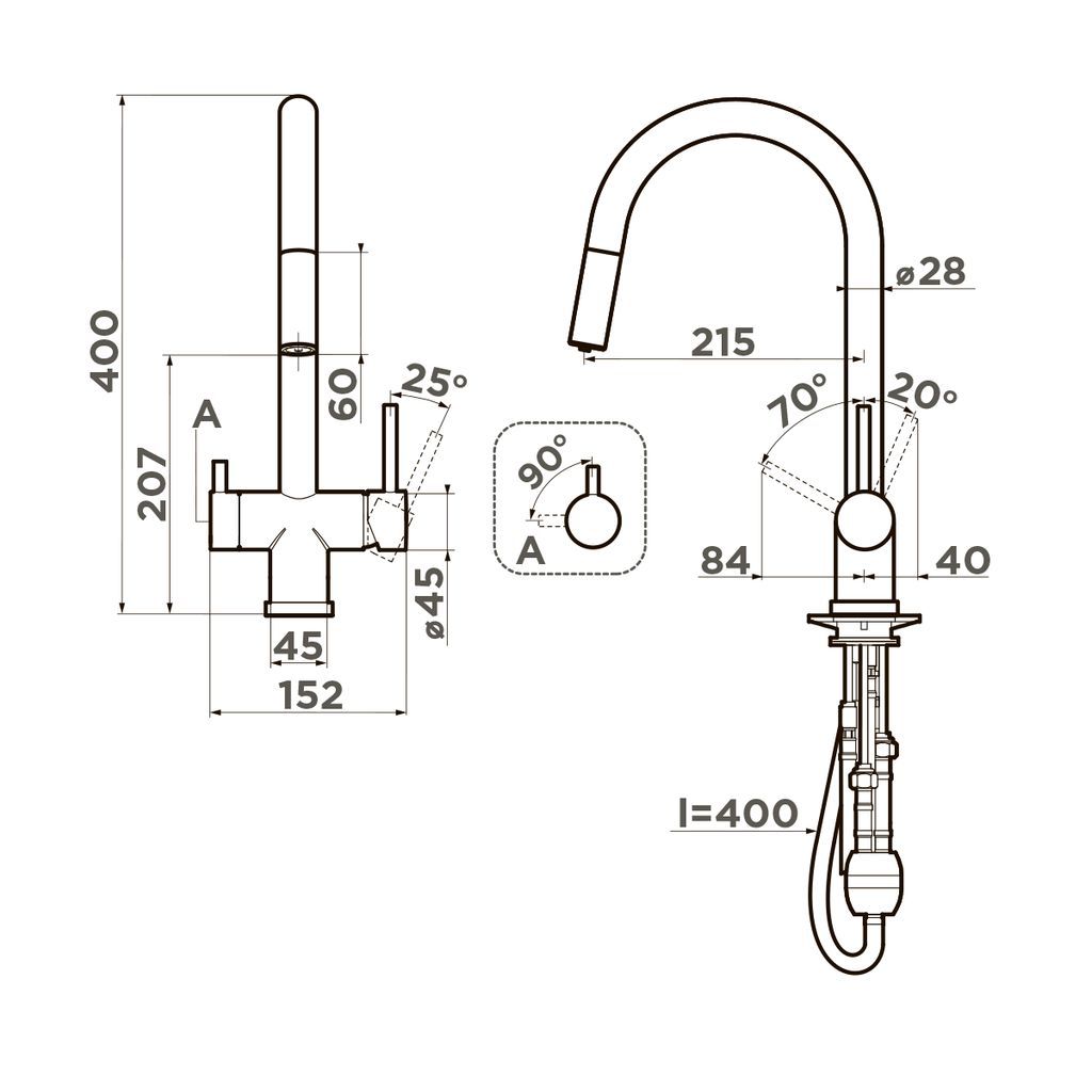 Кухонный смеситель Omoikiri Akita-S-BN, 4994302