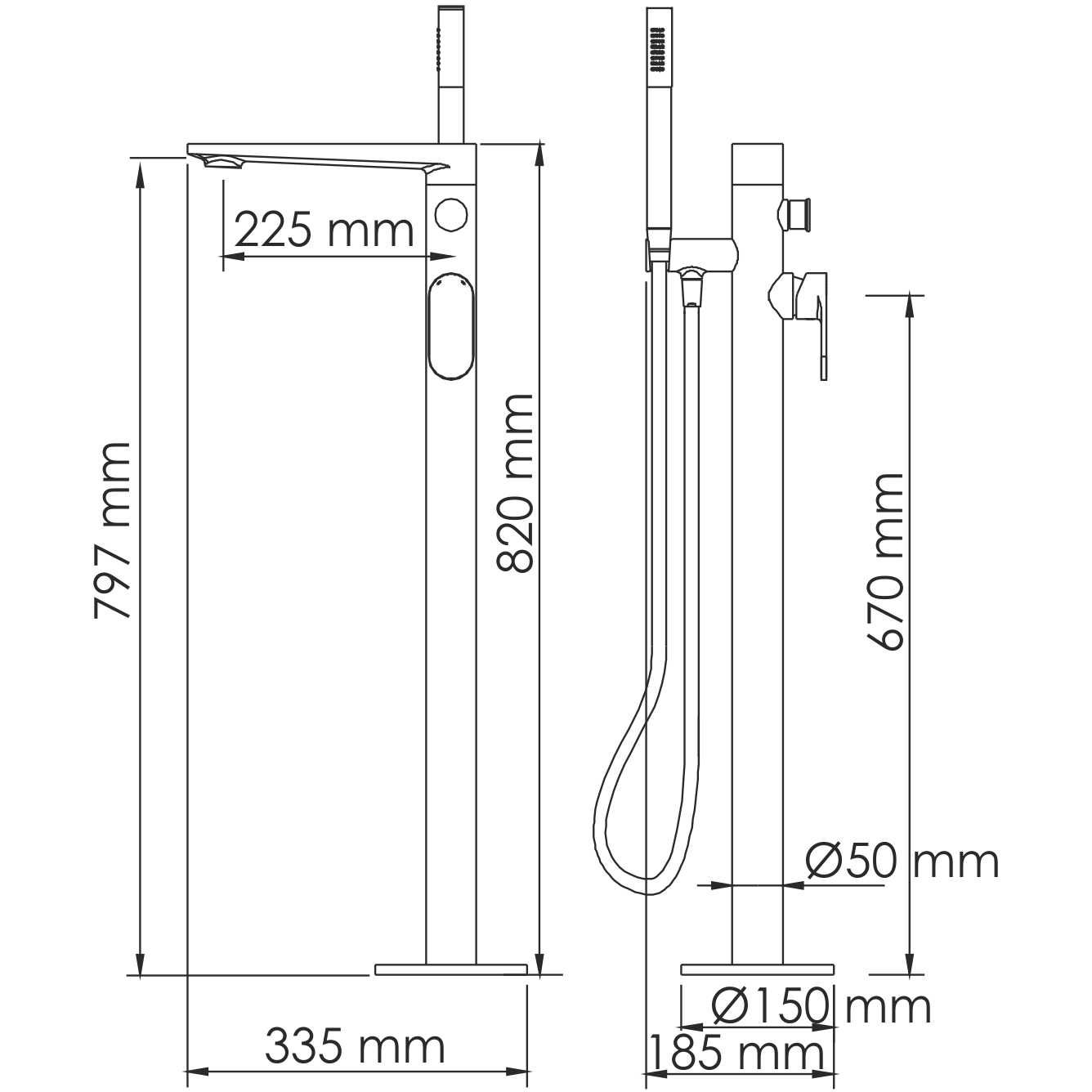 Напольный смеситель для ванны WasserKRAFT Elbe, 7421