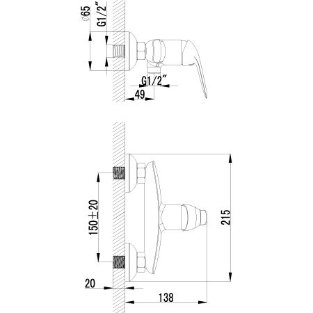 Смеситель для душа Lemark Plus Advance, LM1203C