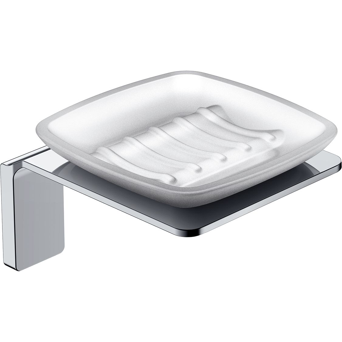 Мыльница, матовое стекло, сплав металлов хром, Iddis Slide, SLISCG0i42