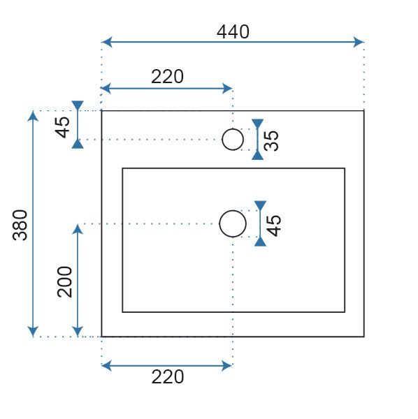 Умывальник Rea Daria 44x38, REA-U9900
