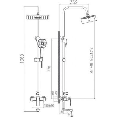 Душевая система с верхним душем, смесителем и ручной лейкой Haiba HB24548-8