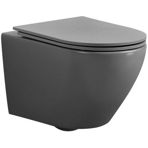 Унитаз подвесной безободковый серый матовый Abber Bequem, AC1101MG