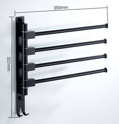 Полотенцедержатель поворотный с 4 крючками (черный) Ledeme L5514