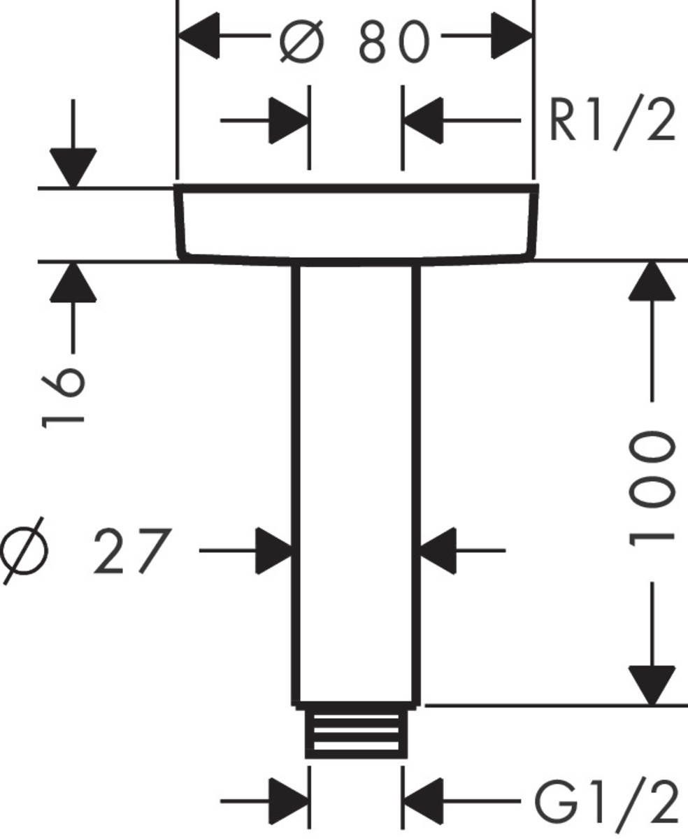 Потолочное подсоединение Hansgrohe S 100 мм, 27393140