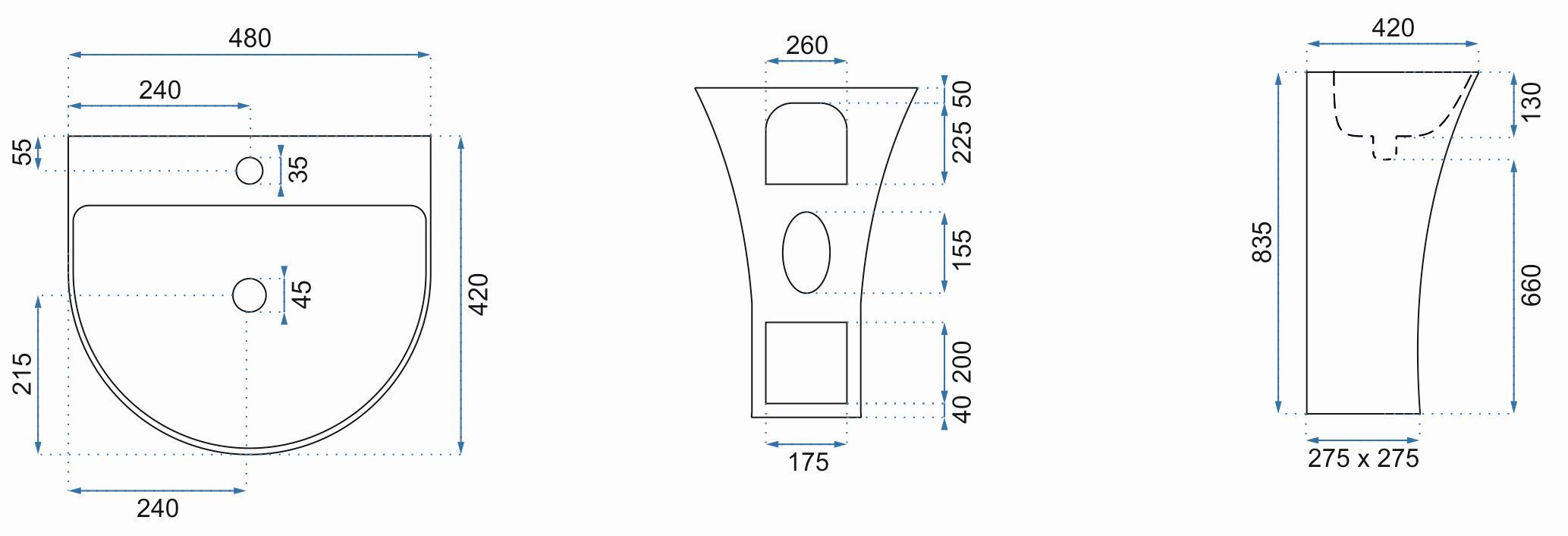 Умывальник Rea Rita Slim 48x42, REA-U9901