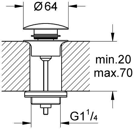 Выпуск для умывальника Grohe Click Clack, 65807000