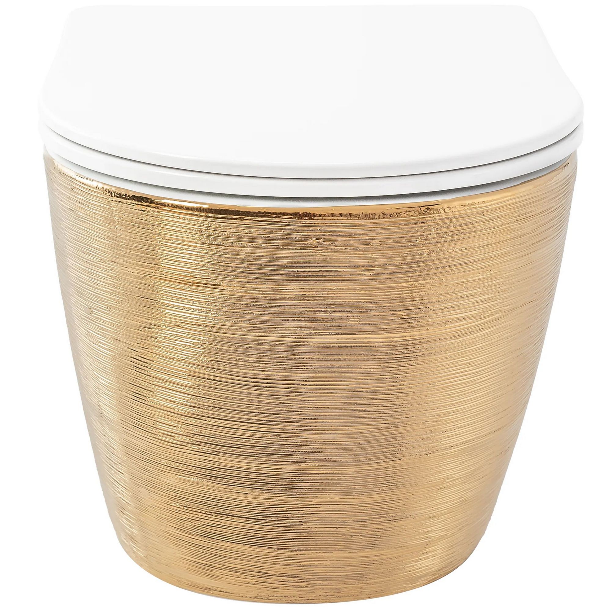 Унитаз подвесной Rea Carlo Mini Rimless Duroplast Flat Brush Gold, REA-C6942