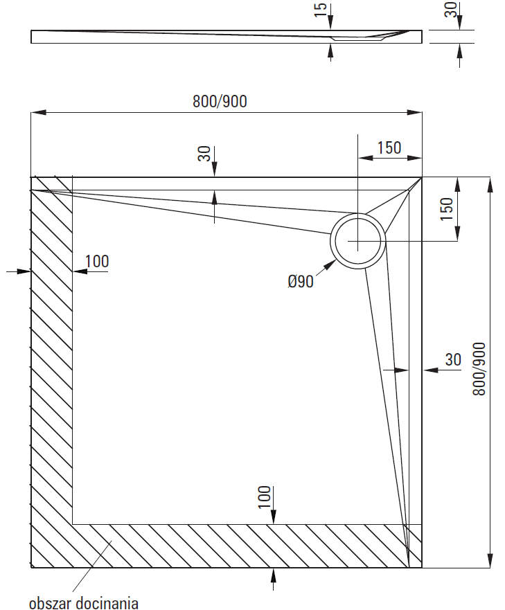 Поддон акриловый квадратный Deante Kerria Plus
