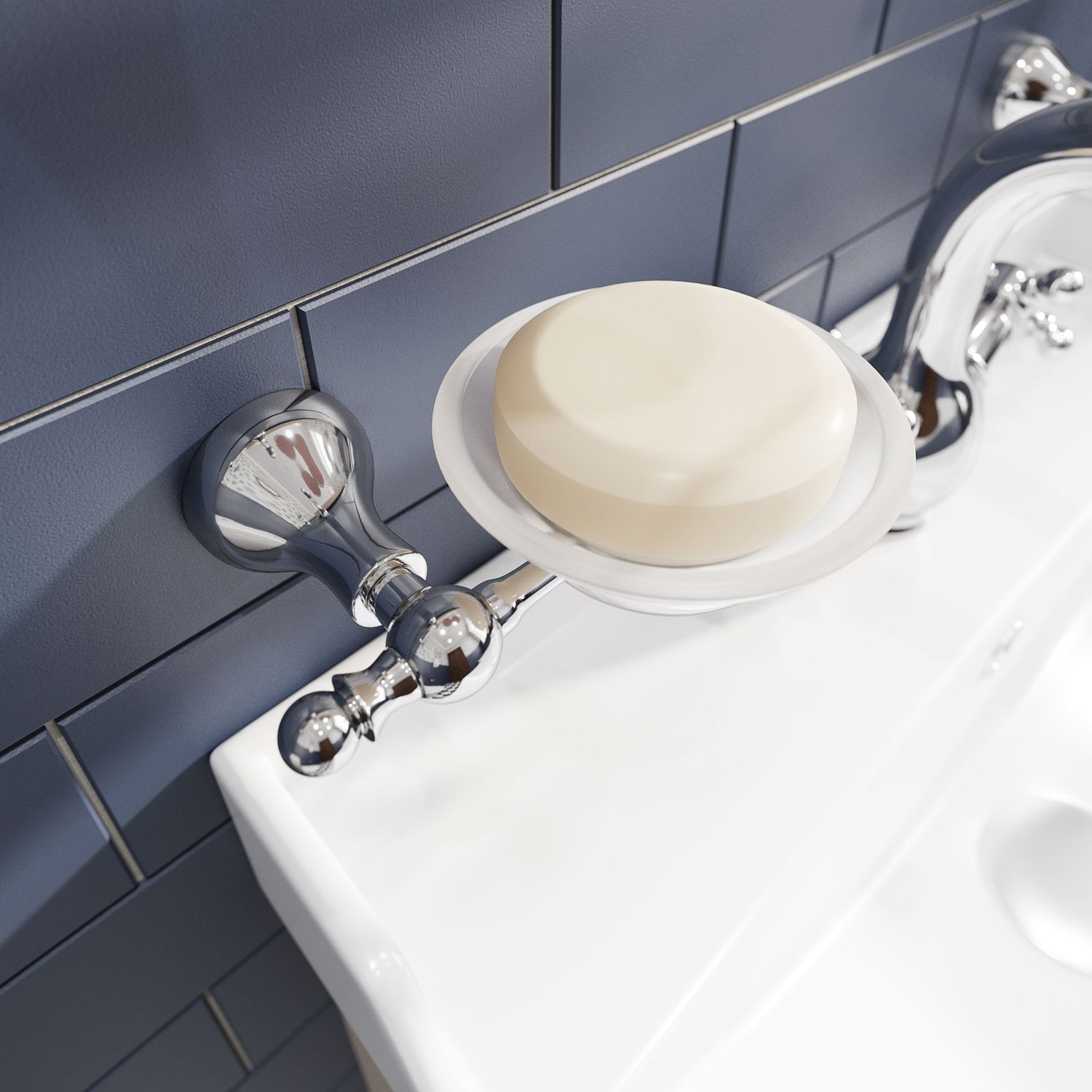 Мыльница, матовое стекло, сплав металлов, Iddis Retro, RETSSG0i42