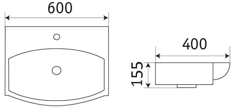 Раковина для ванной Ceramalux 60x40, 78014D