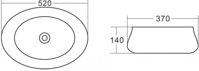 Раковина керамическая накладная Belbagno 52x37, BB1389