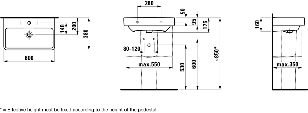 Раковина Laufen Pro S 60x38, 8.1895.9.000.104.1
