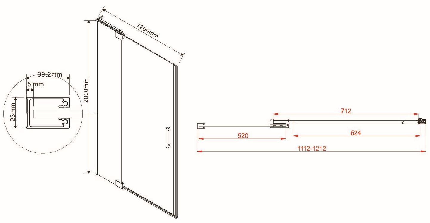 Душевая дверь Vincea Extra 110/120, VDP-1E1112CL