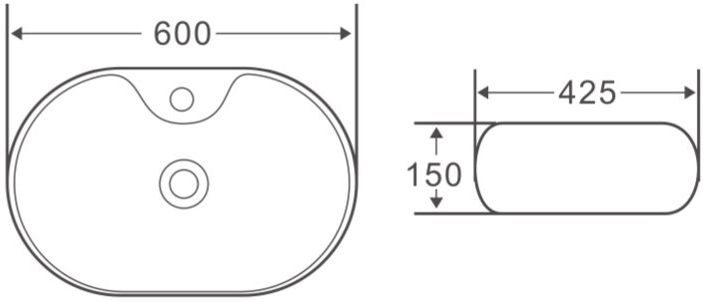 Раковина керамическая накладная Belbagno 60x42.5, BB1151