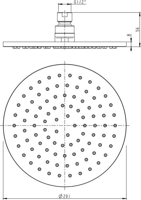 Верхний душ Ø20 см Omnires, WG120CR