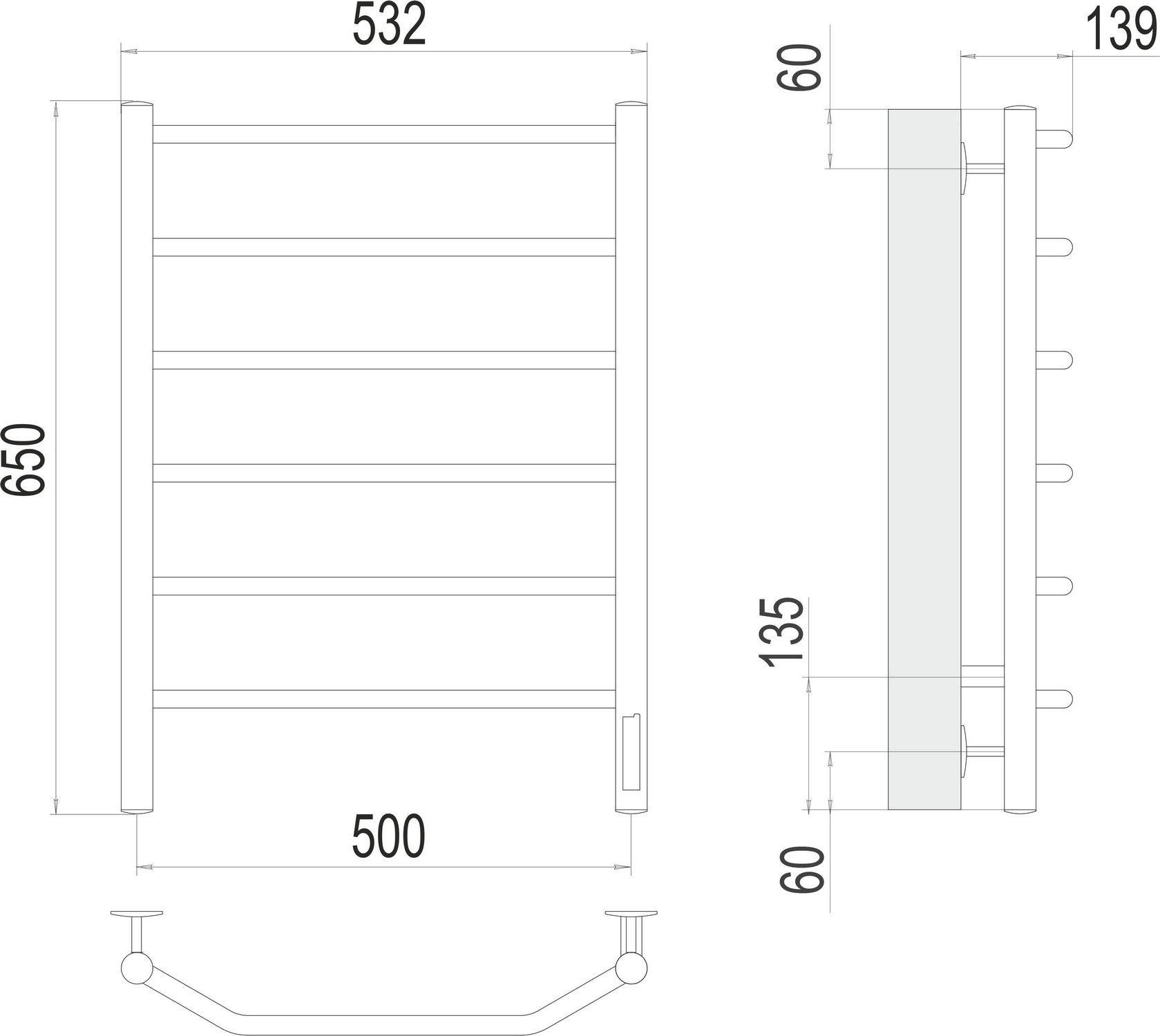 Электрический полотенцесушитель Terminus Виктория П6 50x65