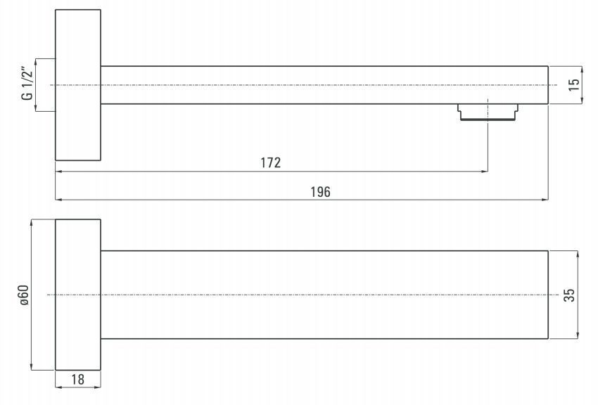 Излив для ванны квадратный, черный Deante Cascada Nero, NAC_N82K