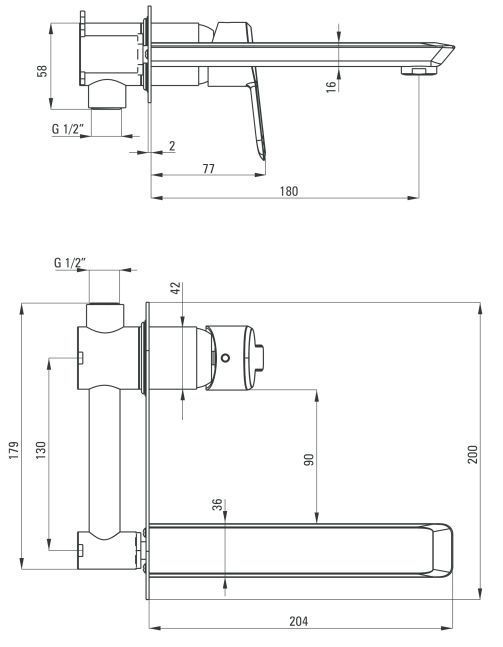 Смеситель для раковины скрытого монтажа Deante Arnika, BQA_054L