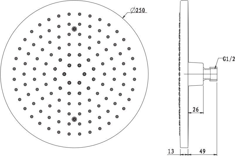 Верхний душ Ø25 см Omnires, WGR125CR