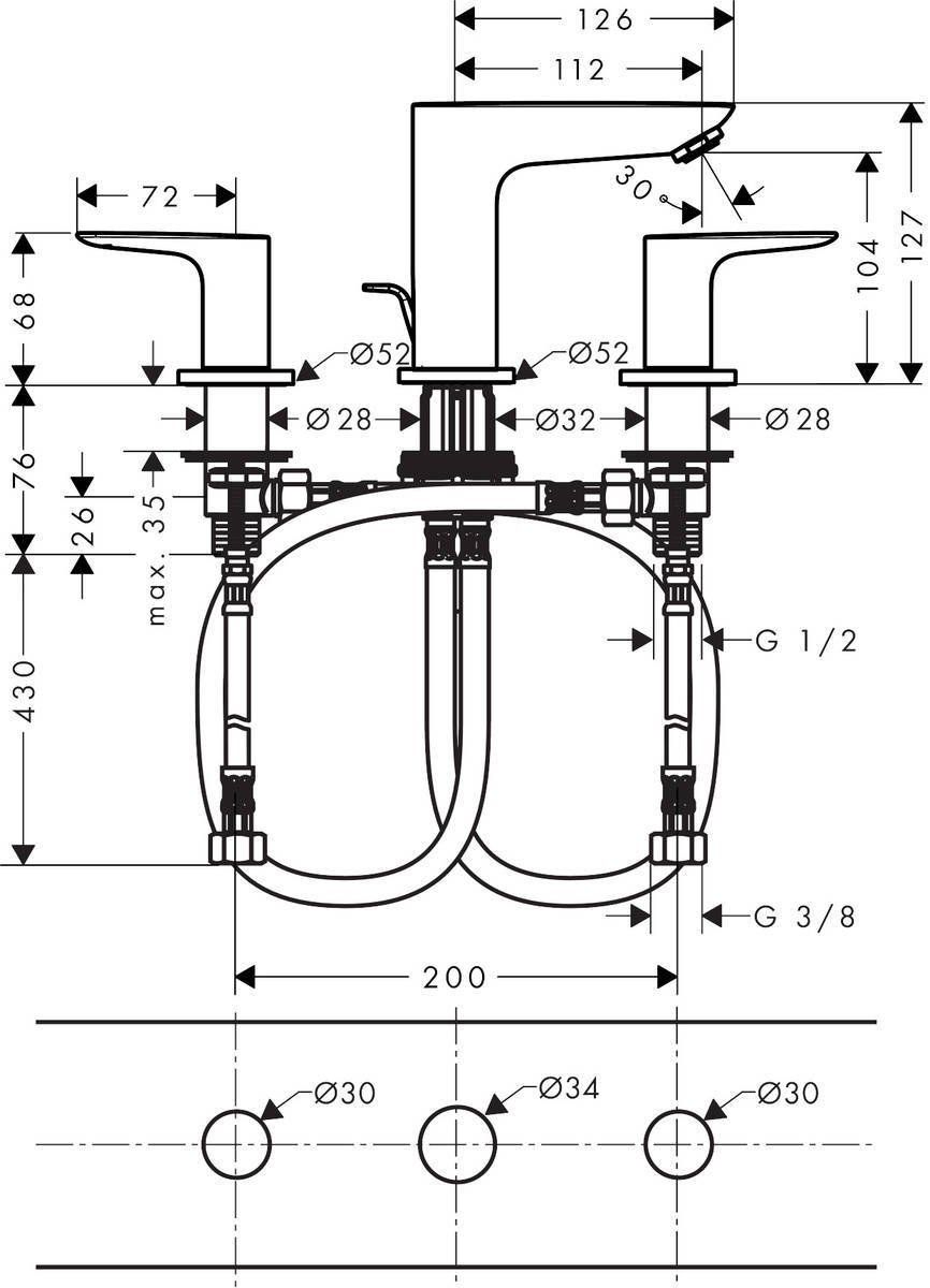 Смеситель для раковины Hansgrohe Talis Е, 71733700