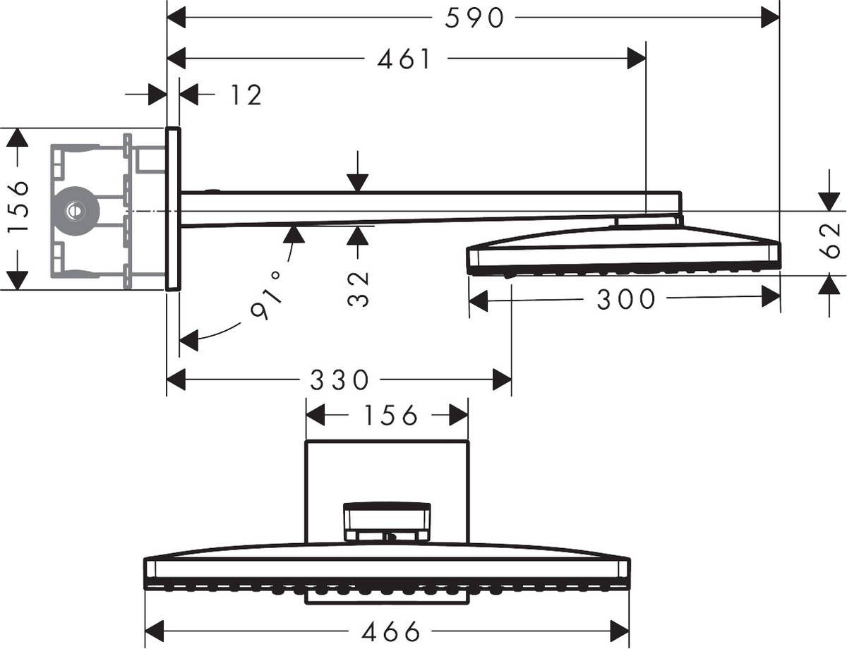 Верхний душ Hansgrohe Rainmaker Select 460 3jet, 24007400
