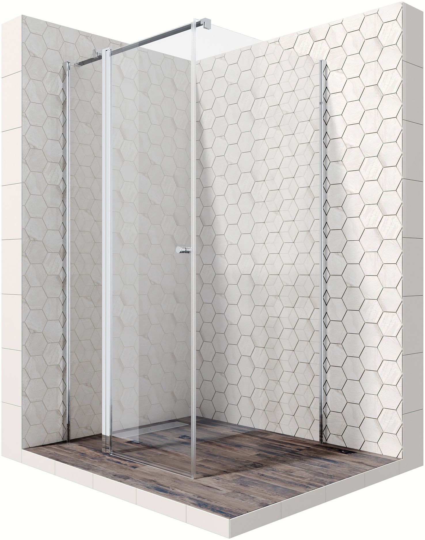 Квадратное душевое ограждение с распашной дверью и неподвижной частью Ambassador Nord 13011106