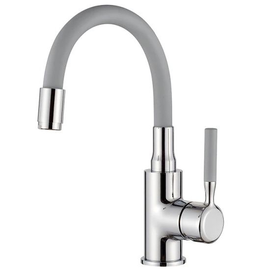 Смеситель для умывальника с гибким изливом серый/хром Ledeme L1399-9