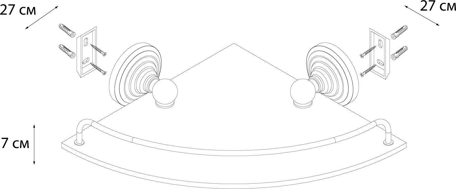 Полка стеклянная угловая Fixsen Retro, FX-83803A
