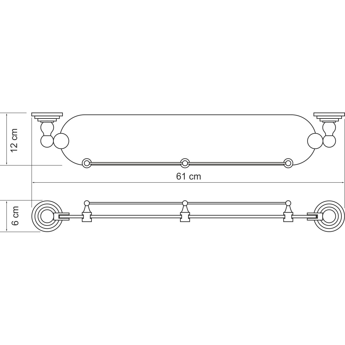 Полка стеклянная с бортиком WasserKRAFT Ammer, K-7044