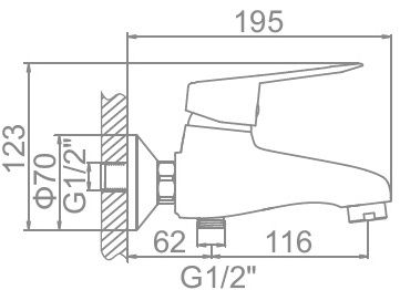 Смеситель для ванны Ledeme L3207