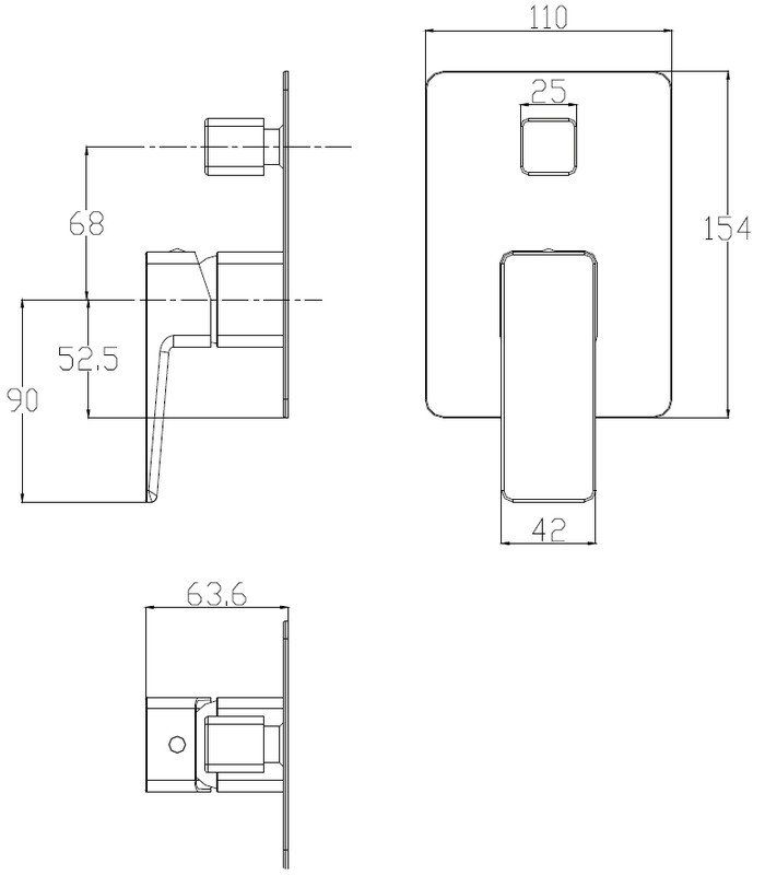 Смеситель для ванны скрытого монтажа Omnires Parma, PM7435CRB