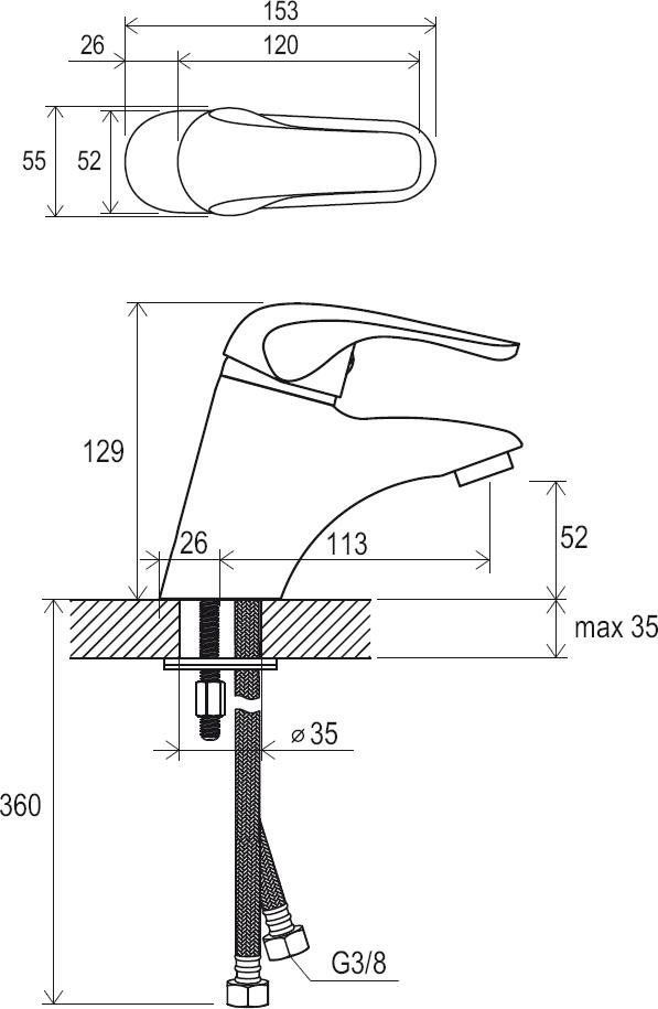 Смеситель для умывальника Ravak Rosa RS 012.00, X070022
