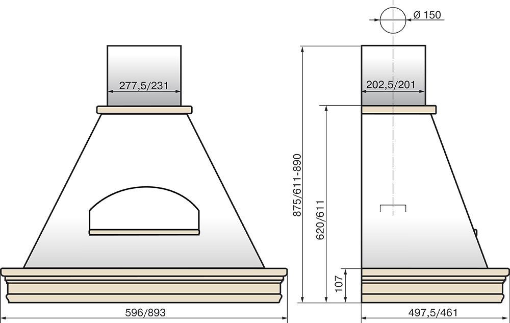 Кухонная вытяжка Elikor БЕЛЬВЕДЕР ВАЛЕНСИЯ 60П-650-П3Д (топленое молоко/дуб неокрашенный), 952178