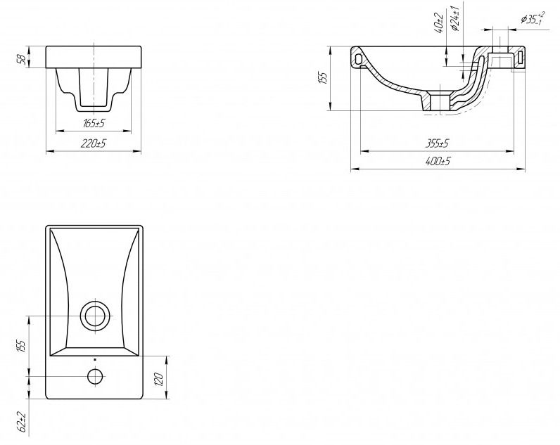 Раковина мебельная Cersanit Moduo 40, S-UM-MOD40/1