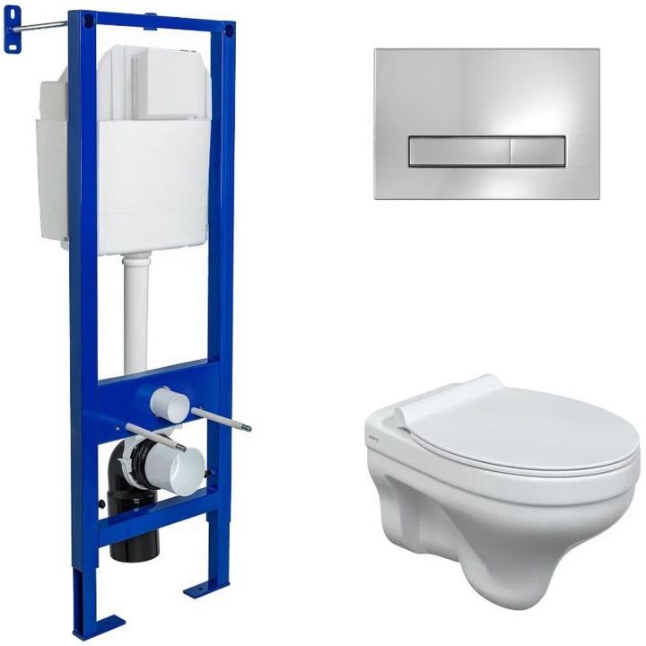 Комплект Berges Atom Line, кнопка хром глянцевый, унитаз Albit S, сиденье Top Slim, 042443