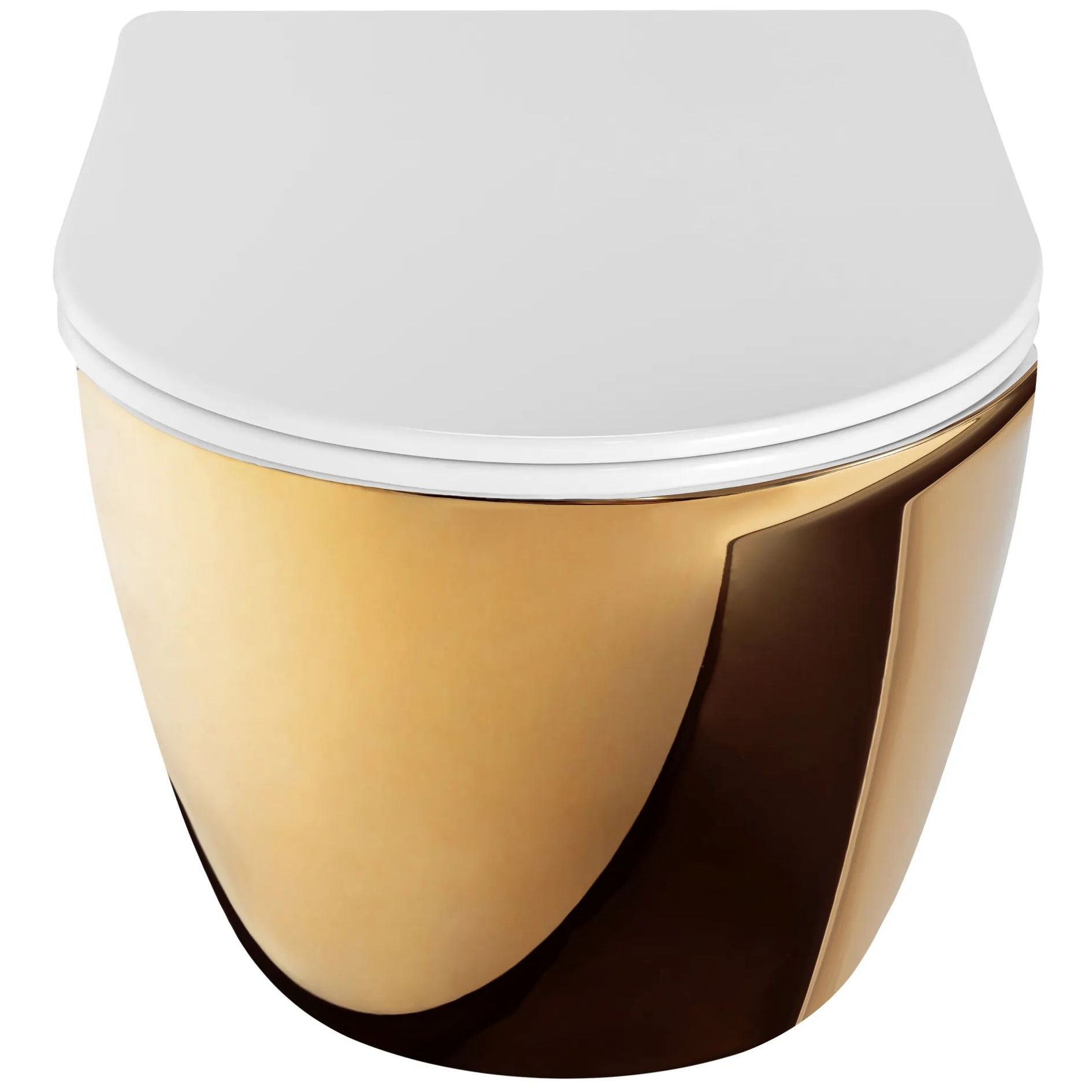 Унитаз подвесной Rea Carlo Mini Duroplast Flat Gold White, REA-C0669