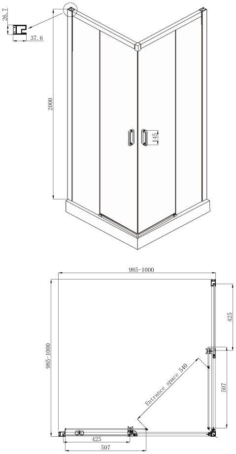 Квадратное душевое ограждение Ambassadro Queen 11011105