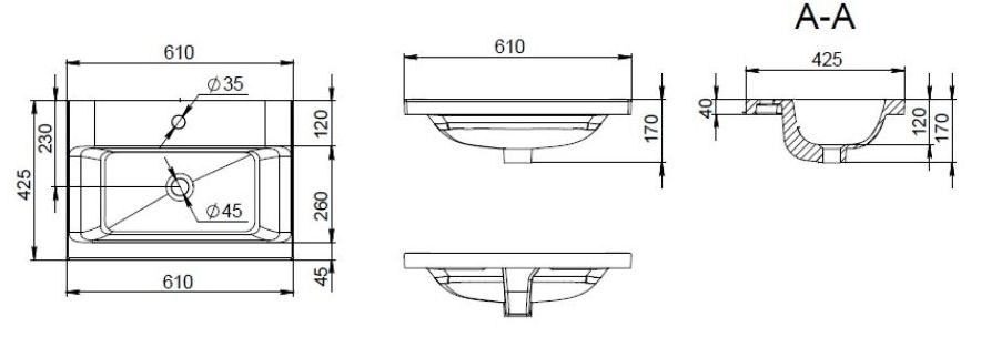 Раковина мебельная AM.PM Gem 60x42.5, M90WCC0602WG