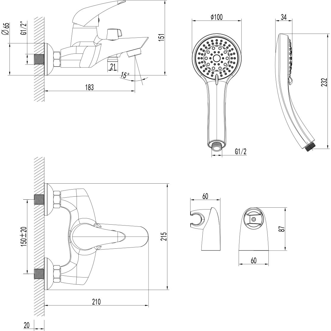 Посейдон Смеситель для ванны с коротким изливом Lemark Poseidon, LM4214C