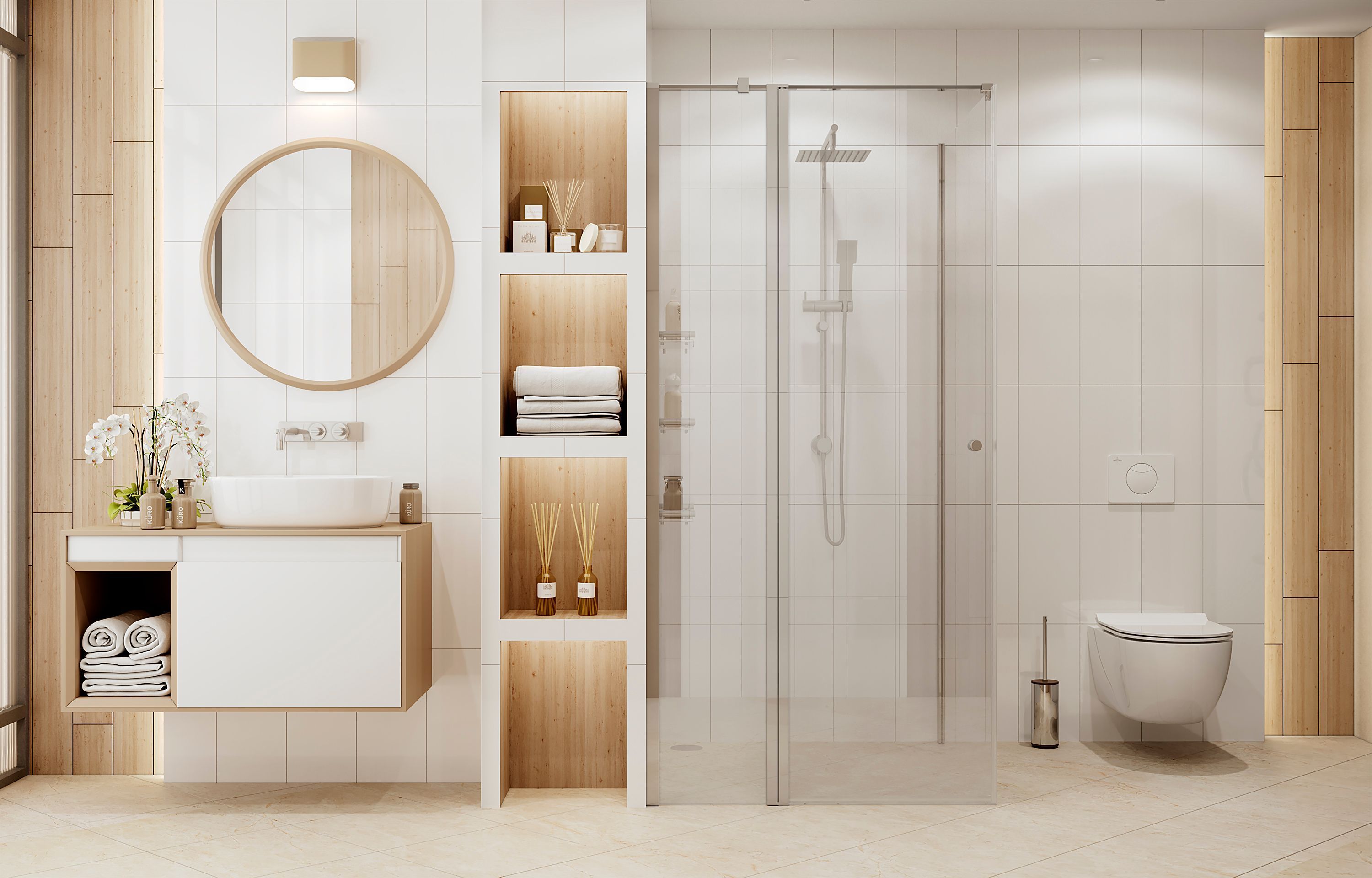 Квадратное душевое ограждение с распашной дверью и неподвижной частью Ambassador Nord