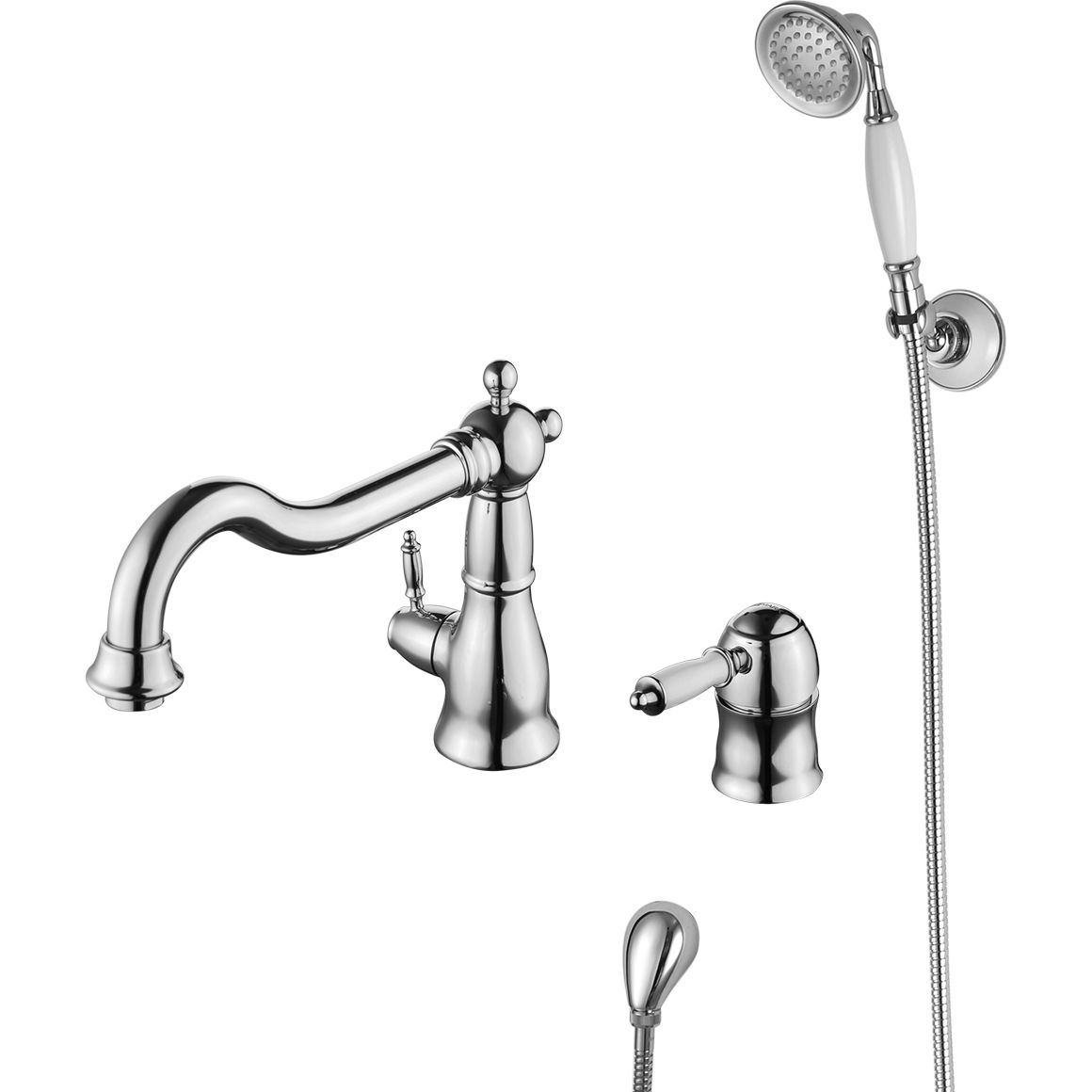 Смеситель для ванны встраиваемый на 2 отверстия с аксессуарами Lemark Villa, LM4847C