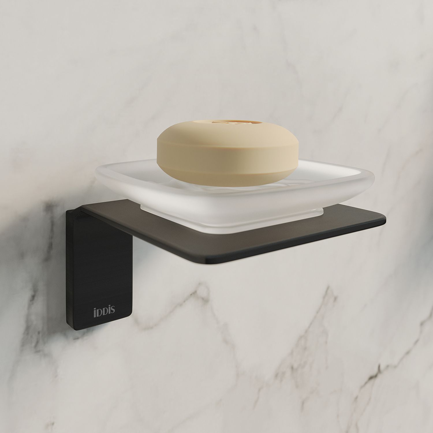 Мыльница, матовое стекло, сплав металлов, черный, Iddis Slide, SLIBSG0i42