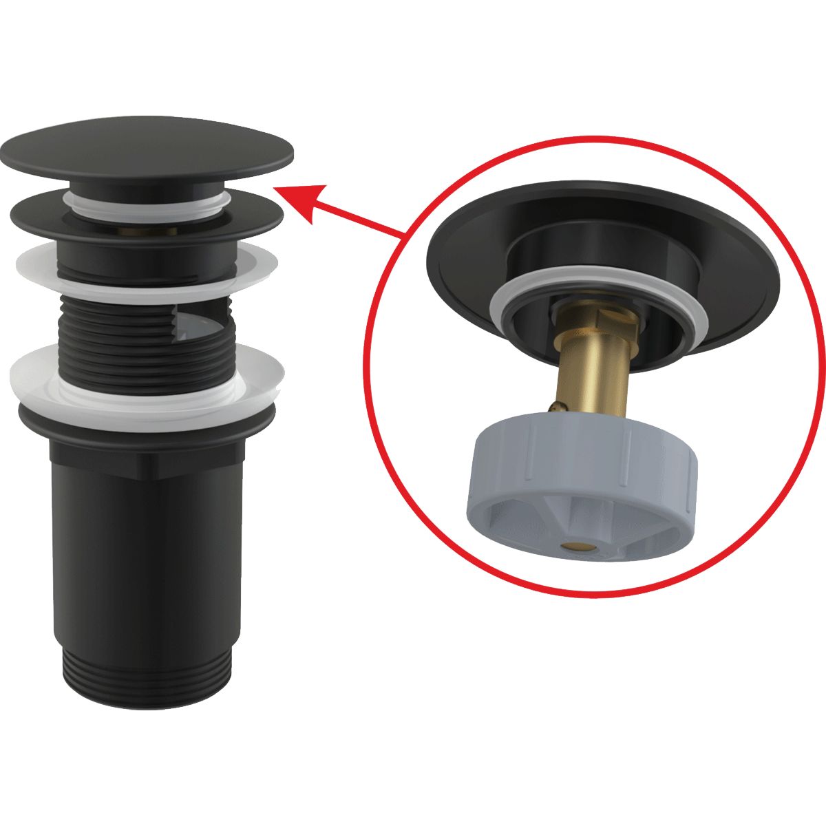 Донный клапан для раковины Alcaplast черный, A392BLACK