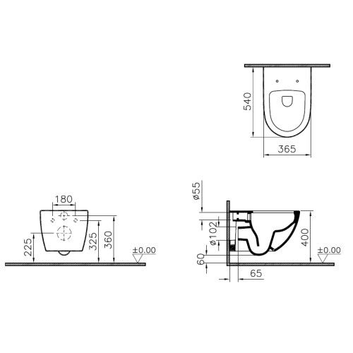 Унитаз подвесной безободковый Vitra Sento, 7748B003-0075